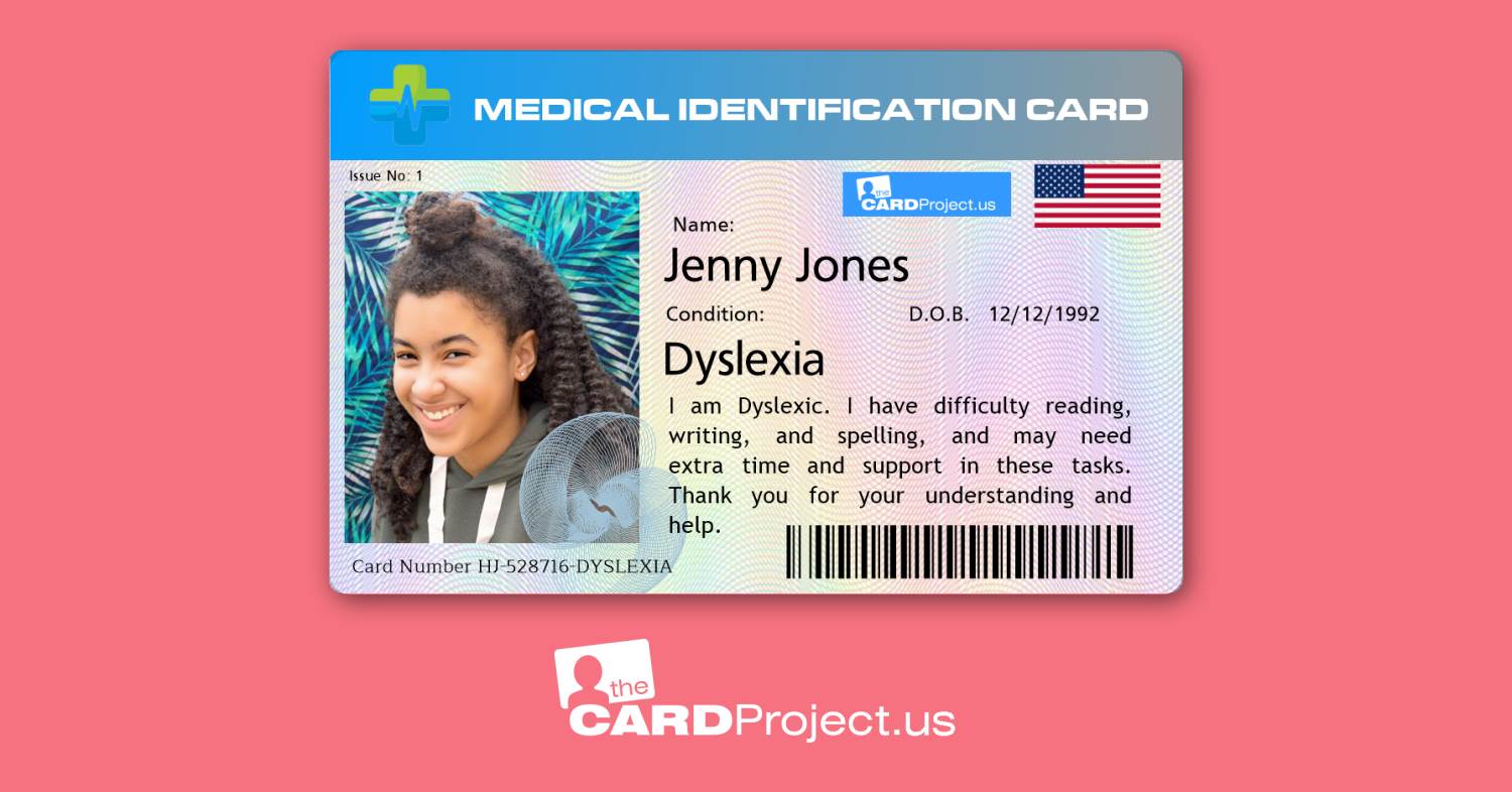 Dyslexia Premium Medical ID Cards (FRONT)